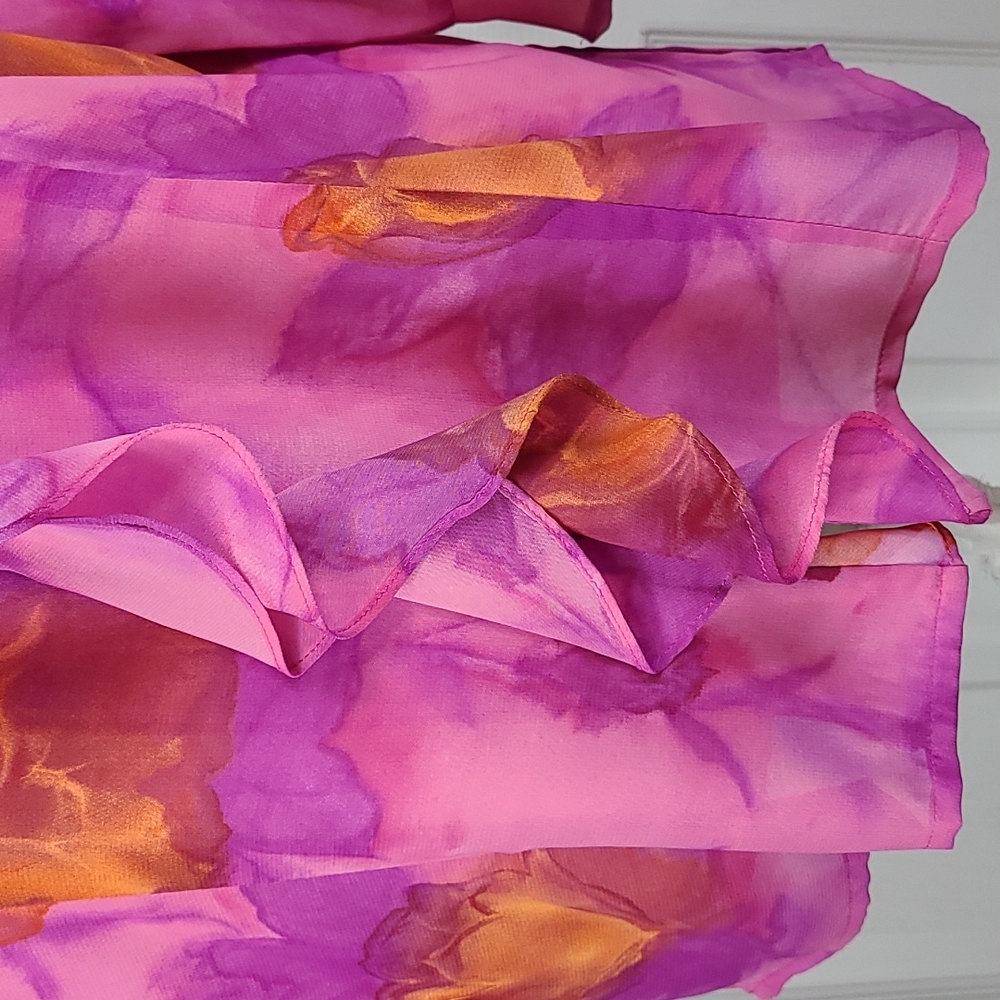 Kathy Che Ruffle Front Vibrant Color Blouse - Picture 6 of 13